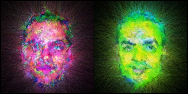 Multipe Persona(스틸컷)_인공지능에 의해 생성된 얼굴의 이미지가 계속해서 변화하는 모습을 통해 다중적 자아가 형성되는 과정을 나타냈다.