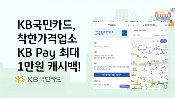 KB국민카드, KB Pay 고객 대상 착한가격업소 이용 시 캐시백 이벤트 진행