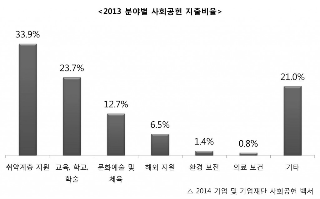 2013년 분야별 사회공헌 지출비율