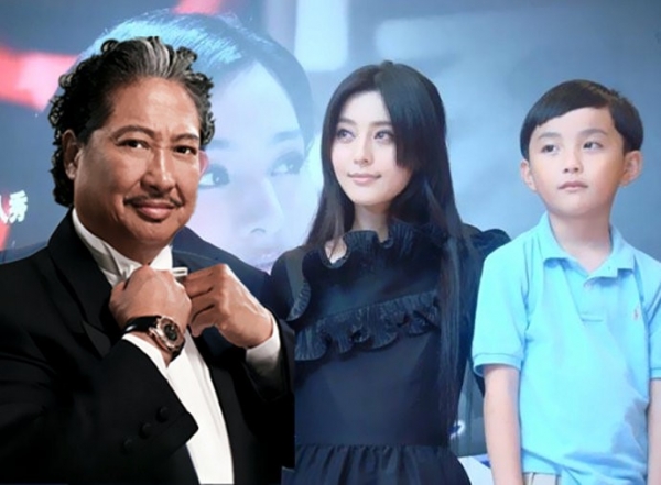중화권 배우 홍금보(左)와 판빙빙, 그리고 그녀의 남동생으로 알려진 판청청의 어릴 적 모습.(사진: 웨이보)