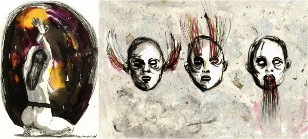 아레조 작가의 작품 ‘trading my soul’(왼쪽)과 ‘Three Wise Masks’