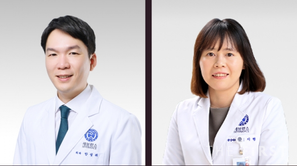 안성귀 유방외과 교수,  김지형 종양내과 교수(좌측부터)