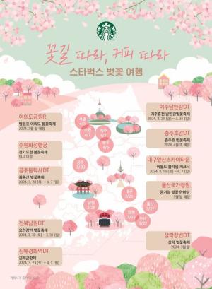 스타벅스, 벚꽃 뷰 인기 매장 지도 공개